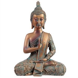 Buddha 311B siddende kobberfarvet h:21cm